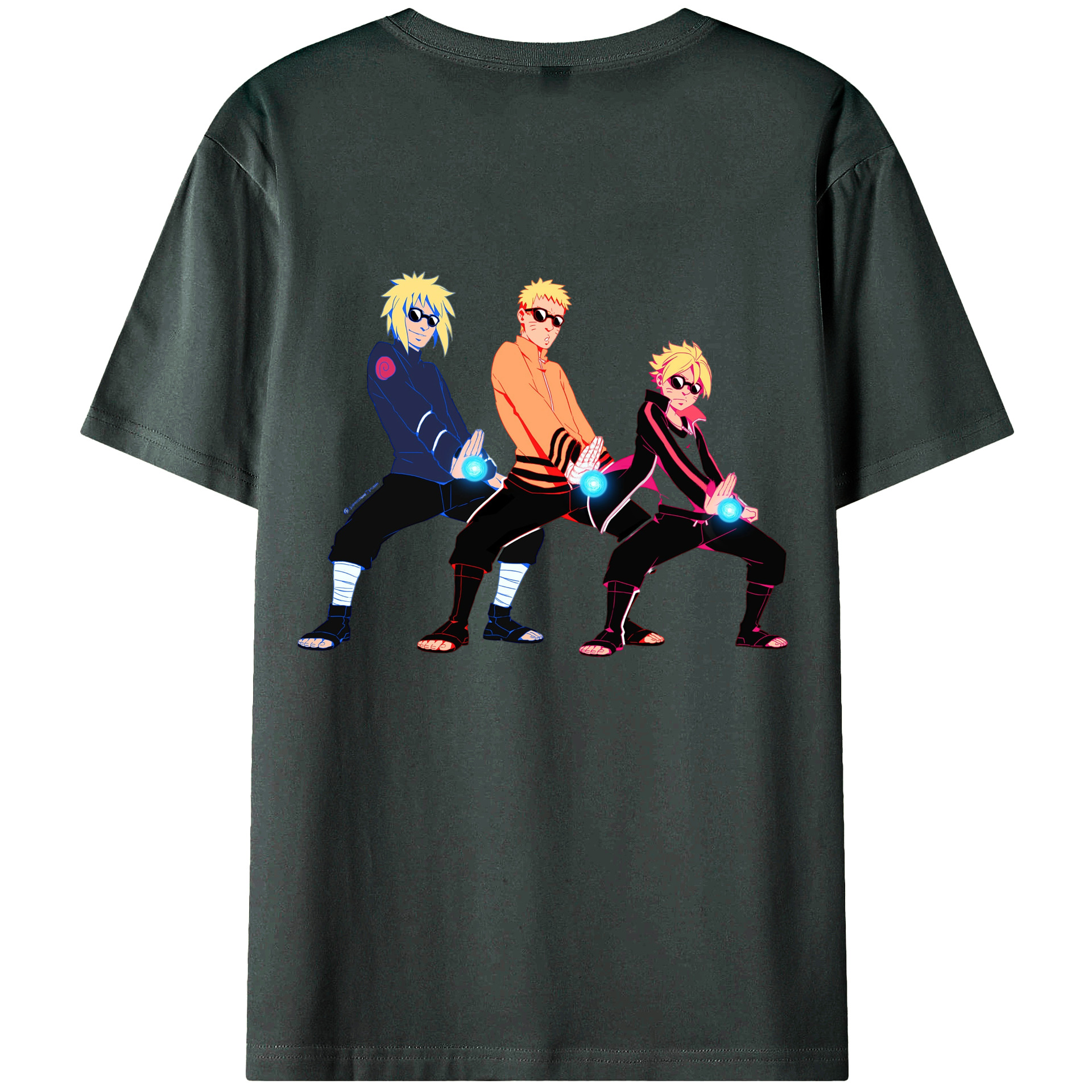 （画像用） NARUTO -ナルト- うずまき ナルト Uzumaki Naruto 綿100％ メンズ半袖Tシャツ（バックプリント） 通気性